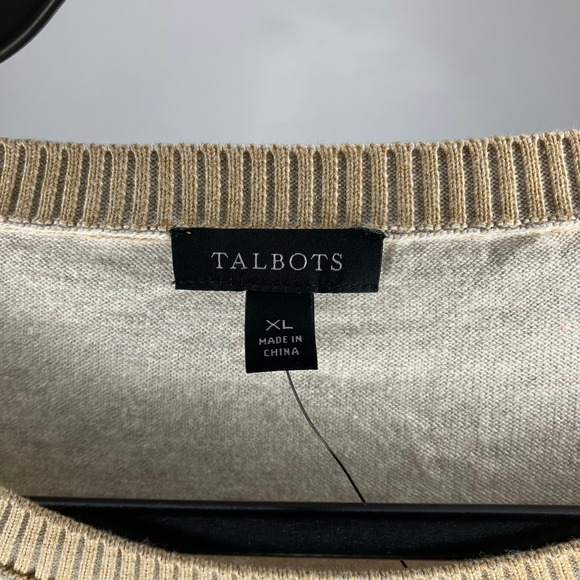 NWT TALBOTS Colorblock Pocket Neutral Lightweight Sweater Tan Cream XL - Picture 3 of 5